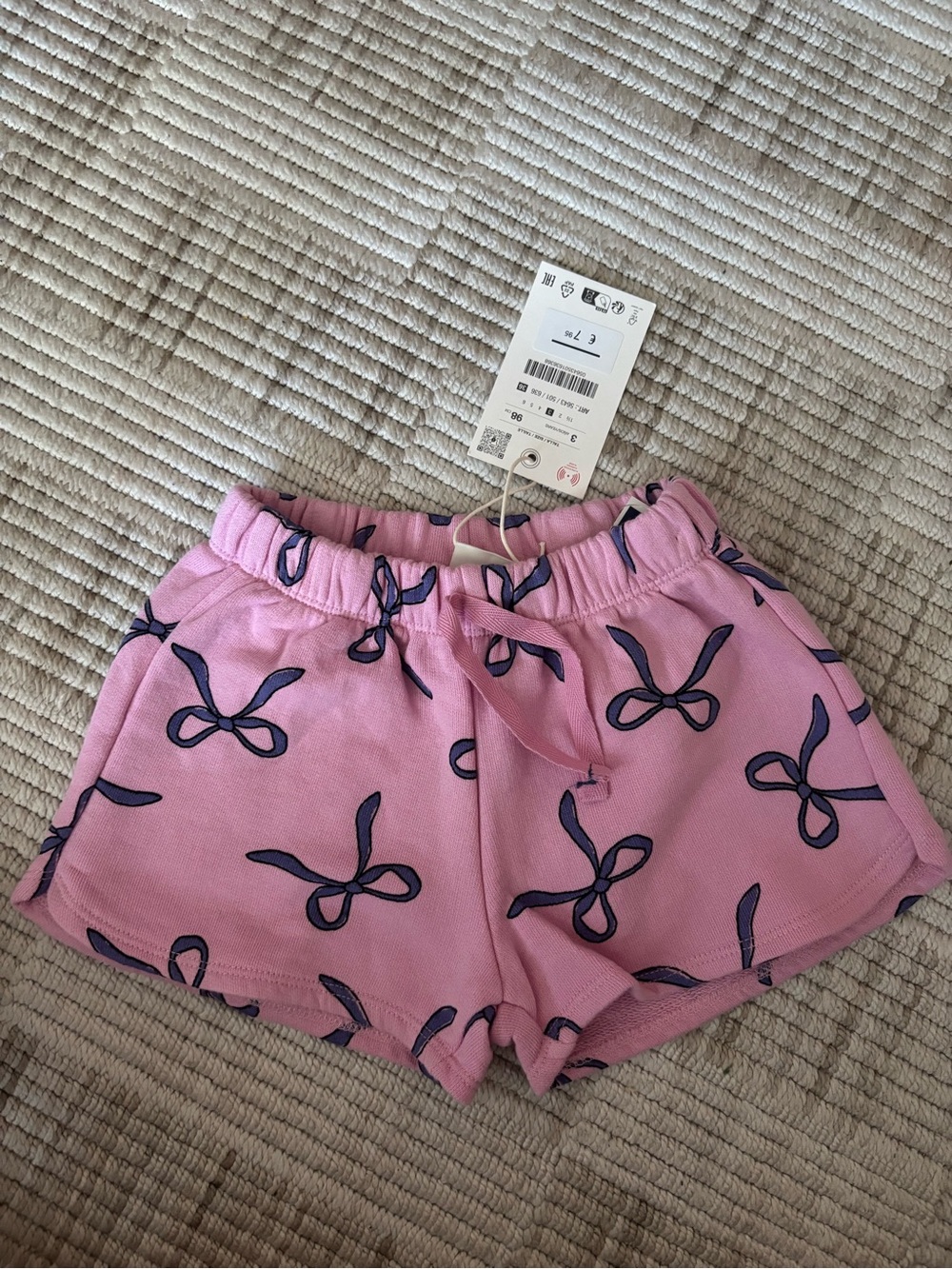 Zara Girls Pink Bow-Print Shorts